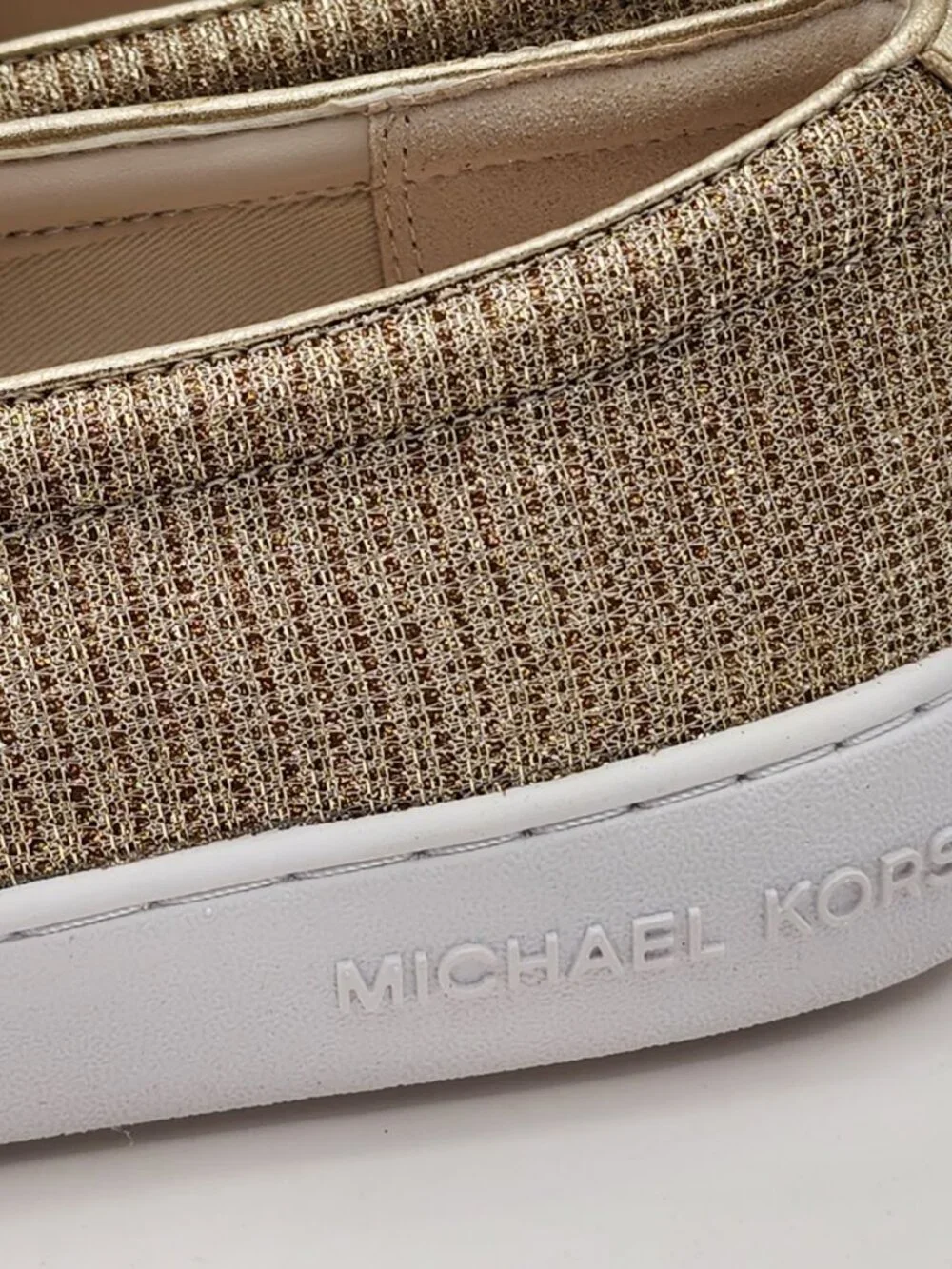 Michael Kors Keaton Pale Gold Glitter Slip-On Sneakers Women’s Size 8.5